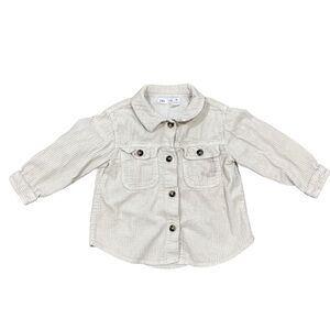 Zara kids corduroy flannel shirt boys XS 4/5 cream collared shirt button up kids